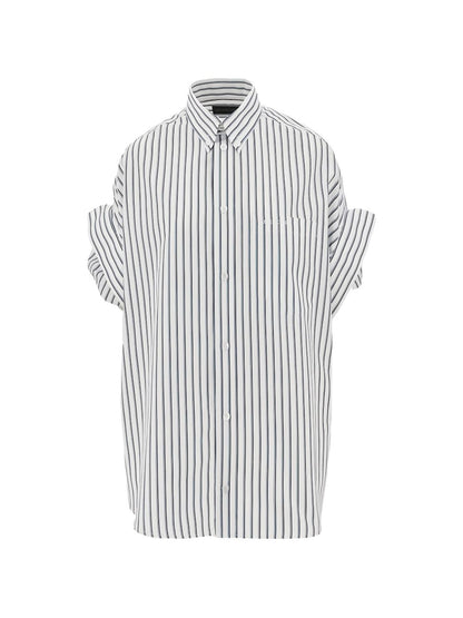 balenciaga striped cotton short sleeve shirt white white