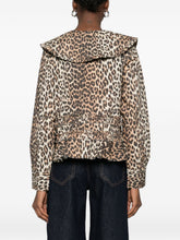 Ganni Leopard Print Ruffled Shirt Brown