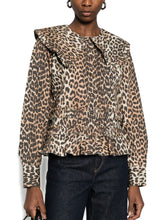 Ganni Leopard Print Ruffled Shirt Brown