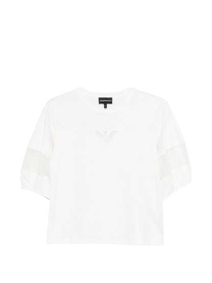 Emporio Armani Logo Cotton Crewneck Sweater White