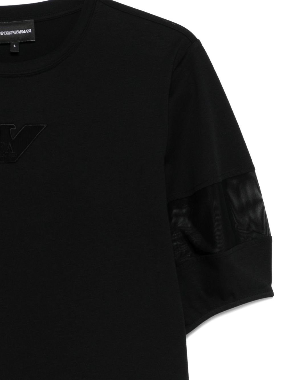 Emporio Armani Crewneck Mesh Cotton Sweater Black