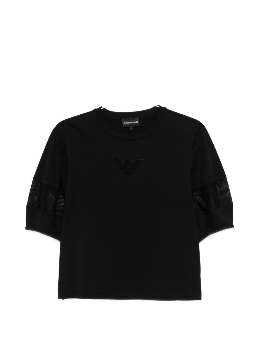 Emporio Armani Crewneck Mesh Cotton Sweater Black