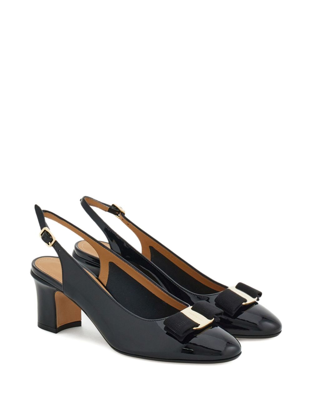 Ferragamo With Heel Slingback Pumps Black black