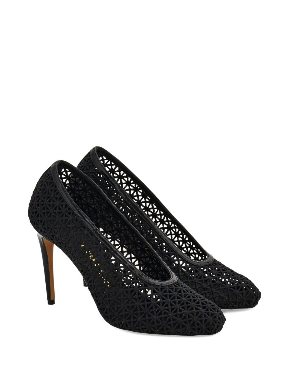 Ferragamo Macramé Stiletto Heels Black Black