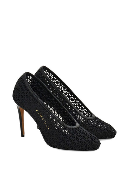 Ferragamo Macramé Stiletto Heels Black Black