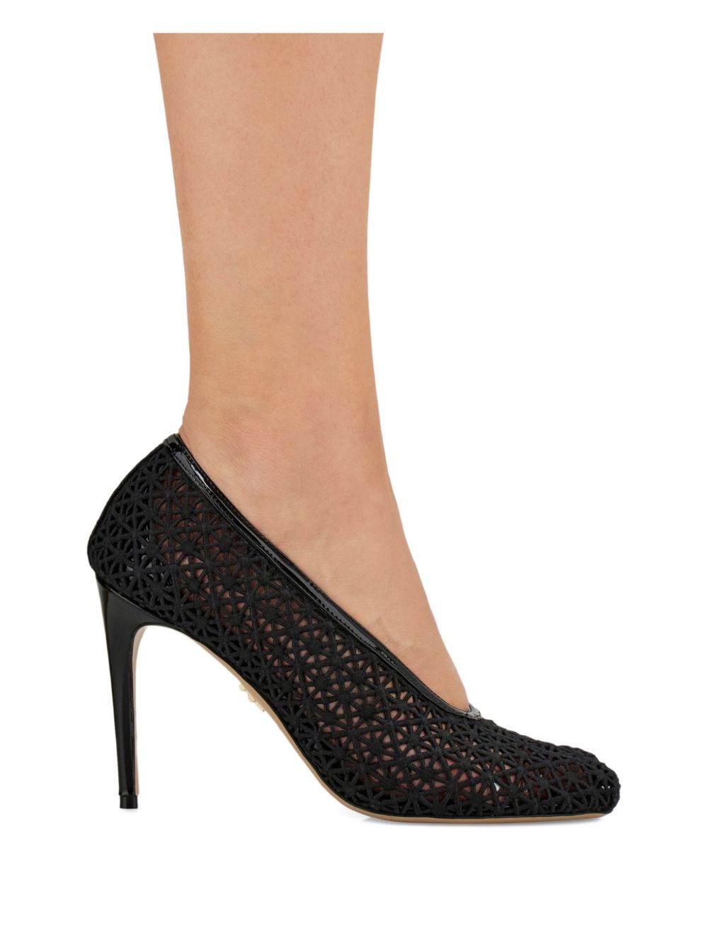 Ferragamo Macramé Stiletto Heels Black Black