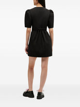 Ganni V-Neck Bow Mini Dress Black