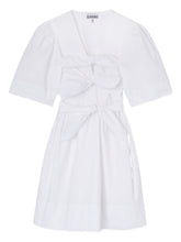 Ganni Knot Detail Cotton Mini Dress White
