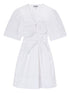 Ganni Knot Detail Cotton Mini Dress White