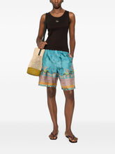 Pierre Louis Mascia Floral Silk Shorts Clear Blue