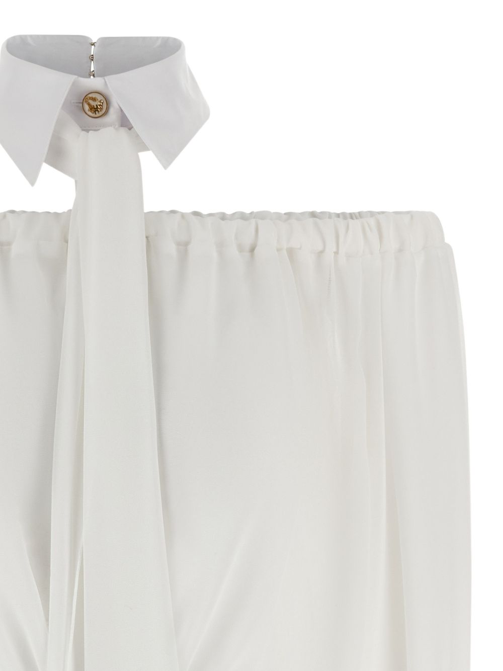 Elisabetta Franchi Off-Shoulder Silk-Blend Blouse Ivory ivory