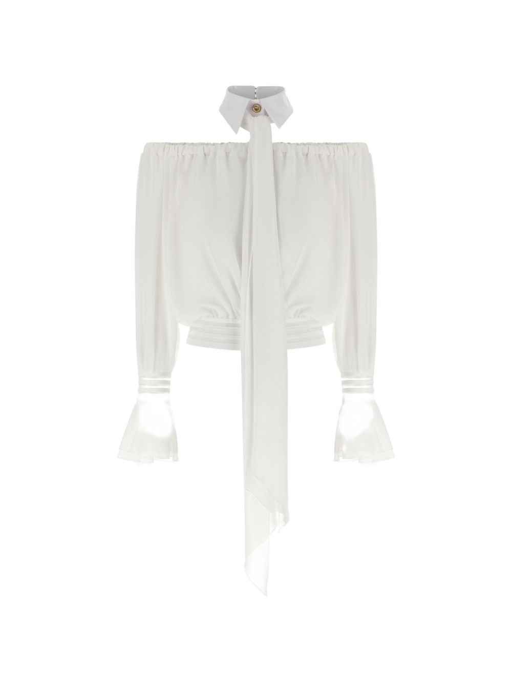 Elisabetta Franchi Off-Shoulder Silk-Blend Blouse Ivory ivory