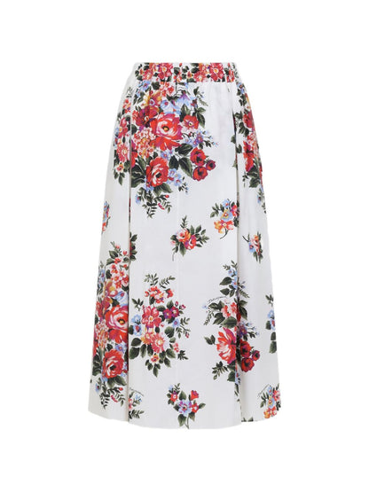 Dolce &amp; Gabbana Floral Cotton Long Skirt White