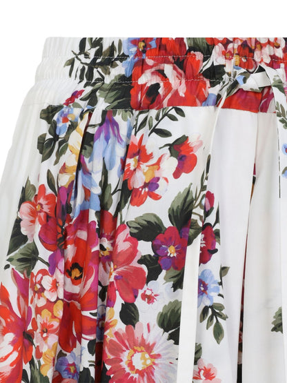 Dolce &amp; Gabbana Floral Cotton Long Skirt White