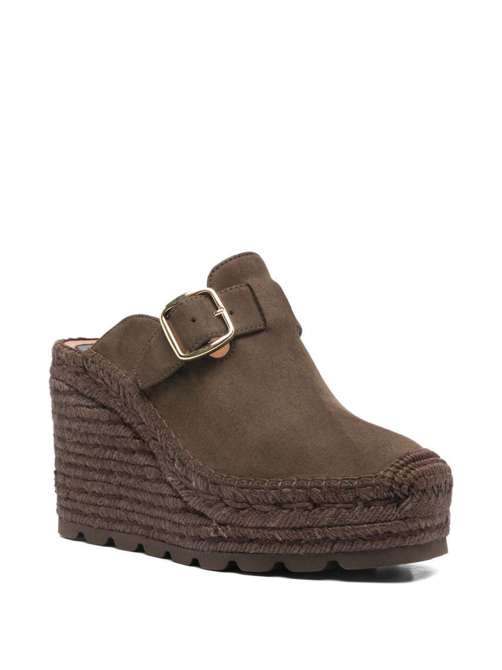 Stella McCartney Gaia Suede Platform Clogs Brown