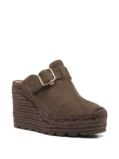 Stella McCartney Gaia Suede Platform Clogs Brown