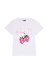 Ganni Graphic Cotton Round T-Shirt White