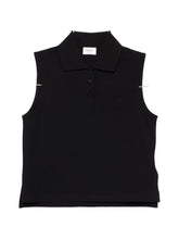 Saint Laurent Sleeveless Cotton Polo Shirt Black Black