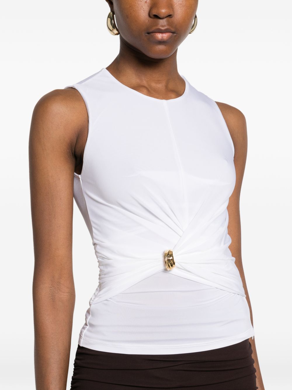 Elisabetta Franchi Knot Detail Sleeveless Top Ivory ivory