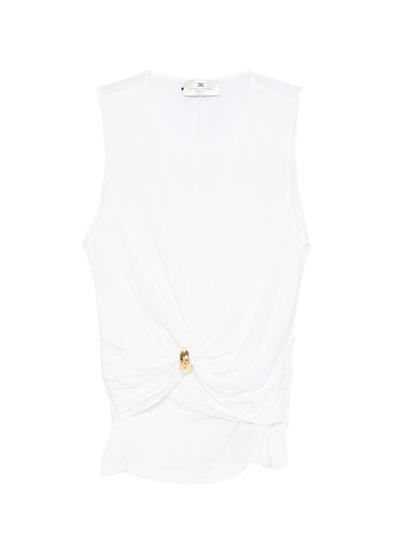 Elisabetta Franchi Knot Detail Sleeveless Top Ivory ivory