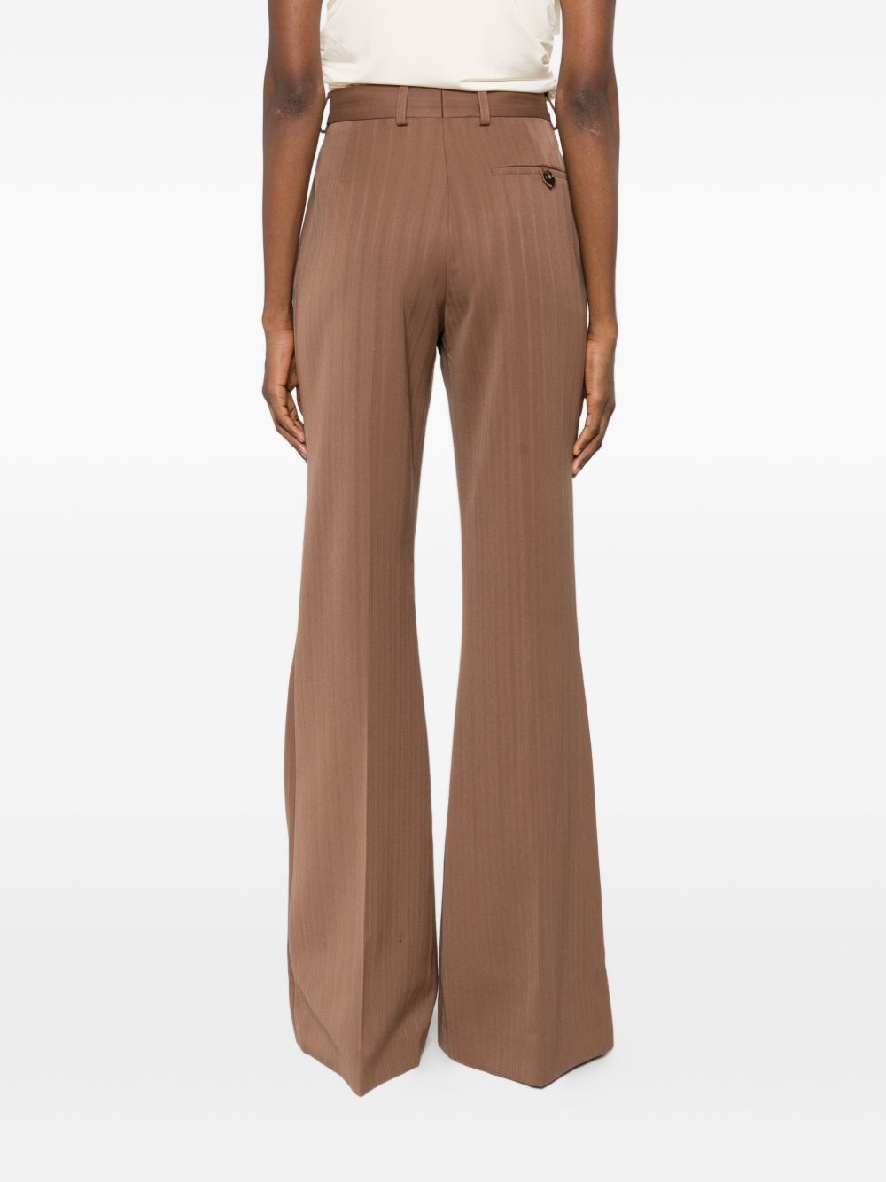 Stella McCartney Flared Wool Trousers Leather Brown leather brown