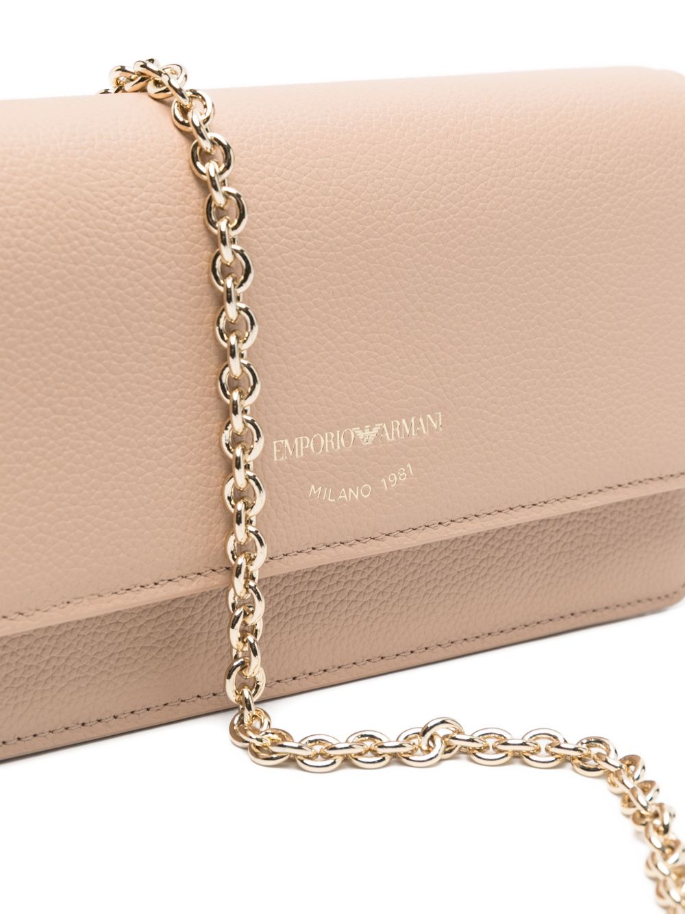 Emporio Armani Chain Leather Clutch Bag Beige