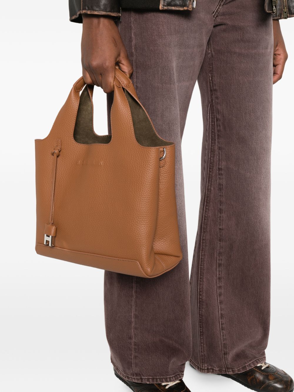 Hogan Small Leather Tote Bag Brown leather brown