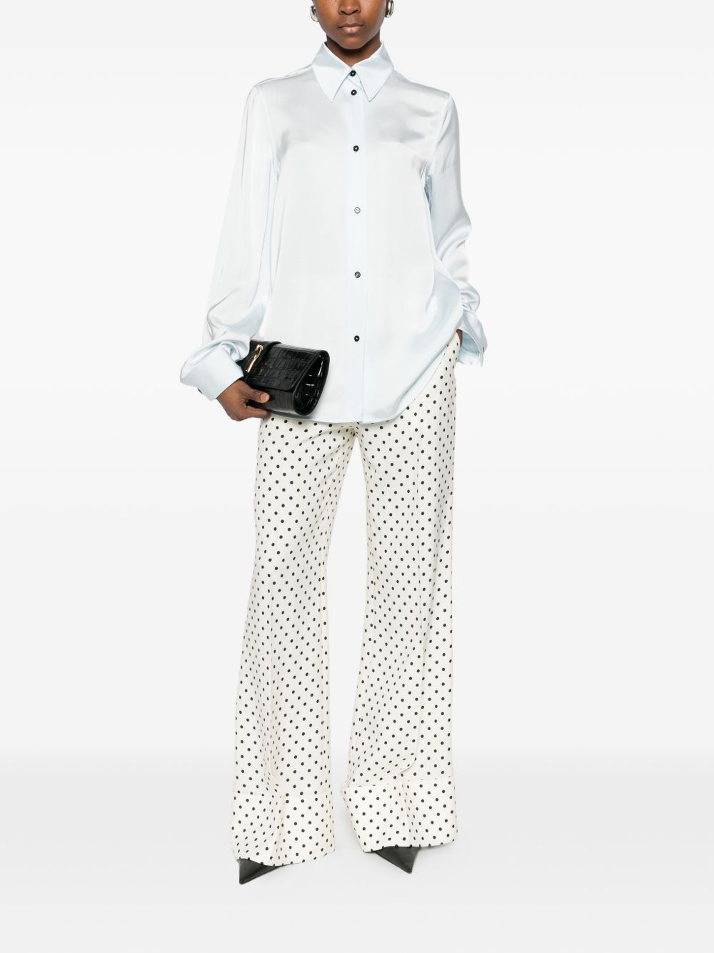 Jil Sander Buttoned Viscose Shirt Clear Blue