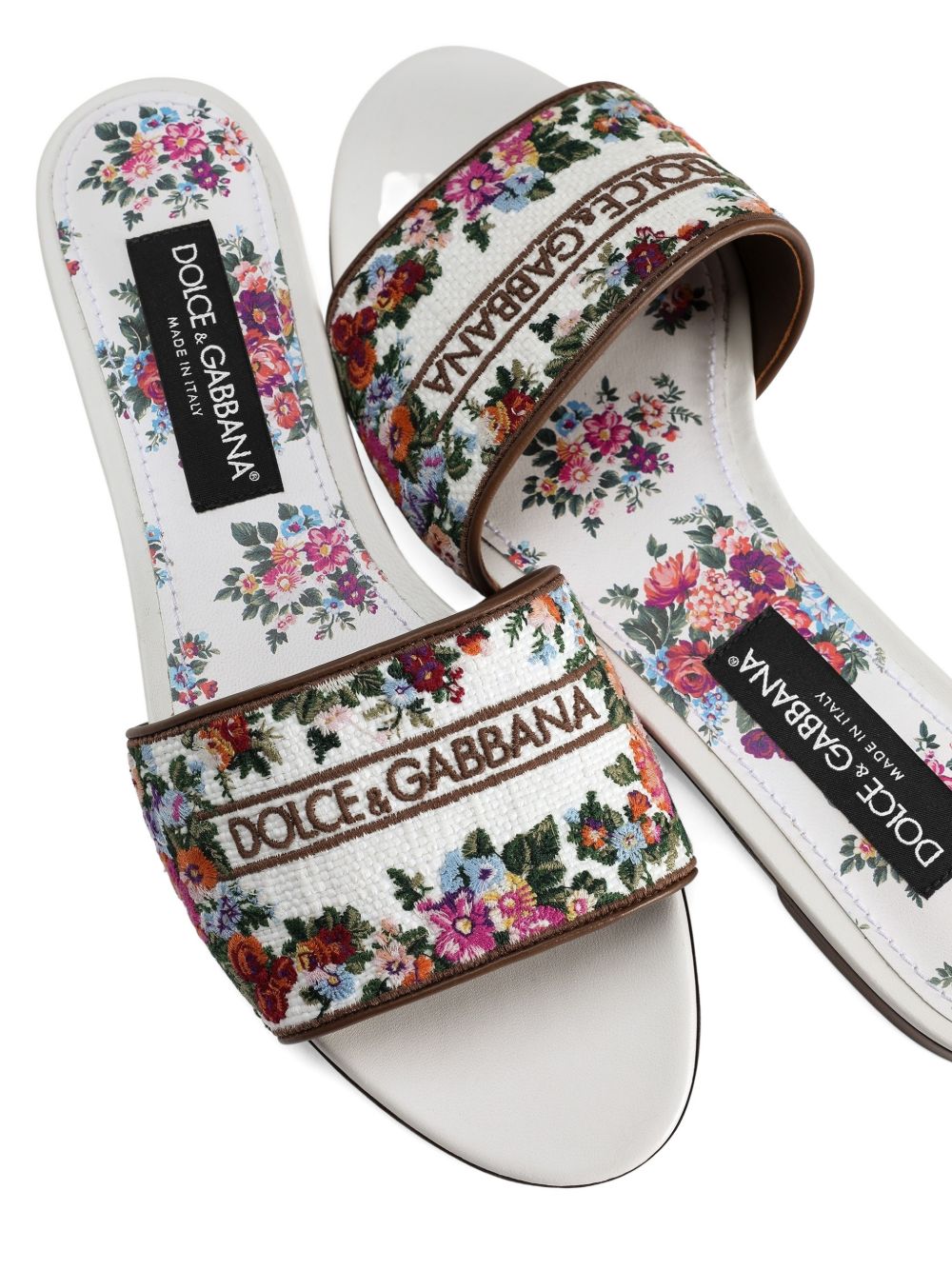 Dolce &amp; Gabbana Floral Print Flat Sandals Pink