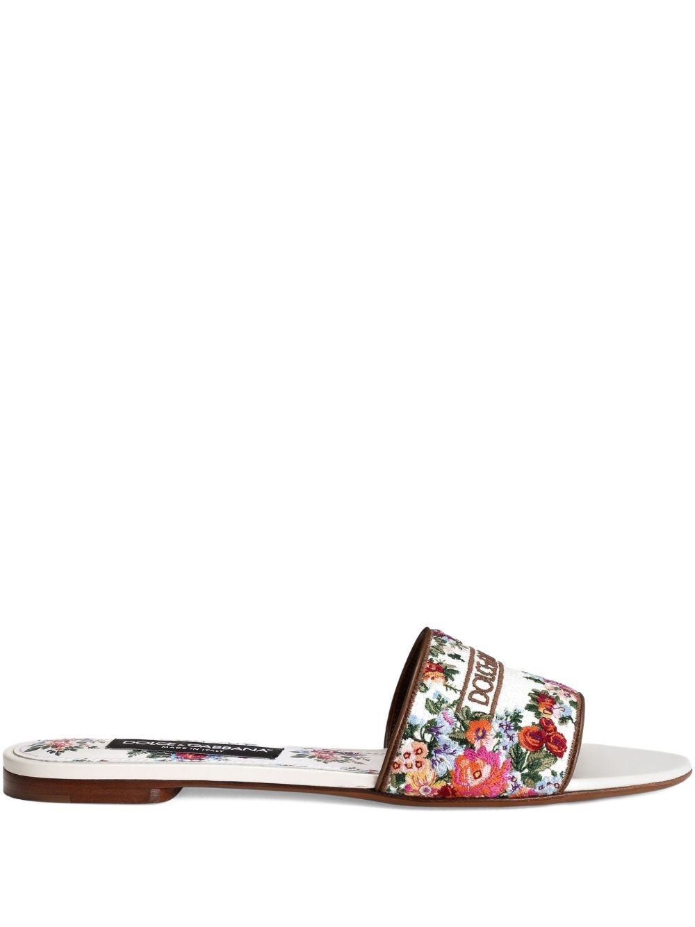 Dolce &amp; Gabbana Floral Print Flat Sandals Pink
