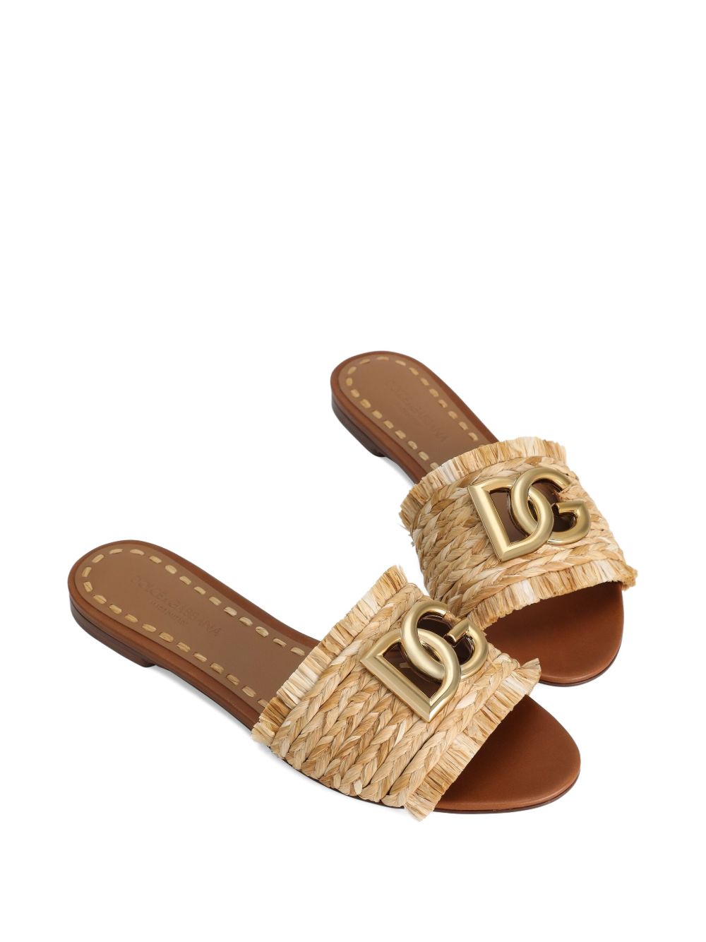 Dolce &amp; Gabbana Raffia Flat Sandals Beige