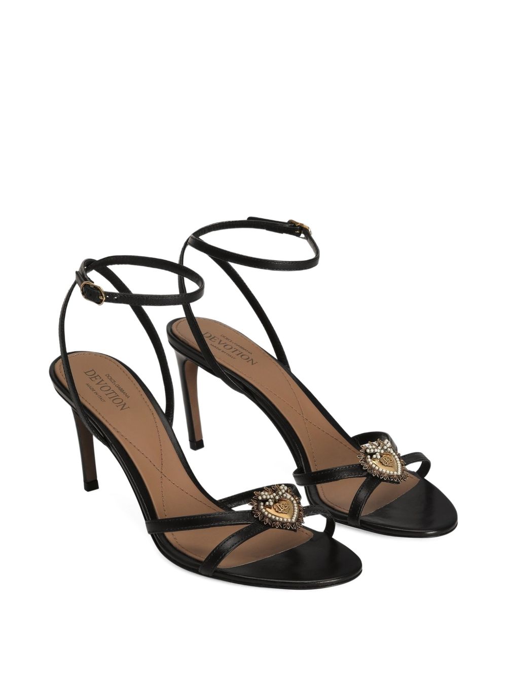 Dolce &amp; Gabbana Devotion Leather Stiletto Sandals Black