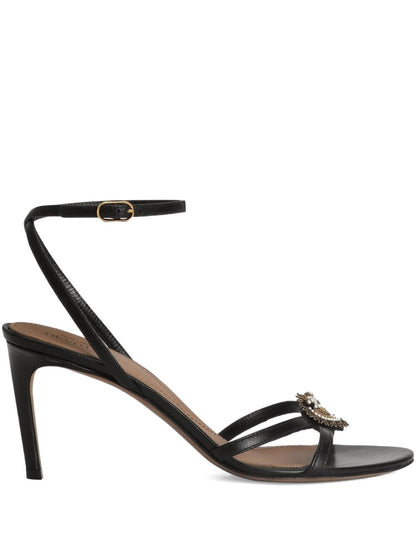 Dolce &amp; Gabbana Devotion Leather Stiletto Sandals Black