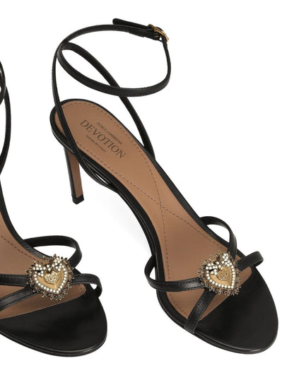 Dolce &amp; Gabbana Devotion Leather Stiletto Sandals Black