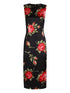 Dolce & Gabbana Roses Print Midi Dress Black