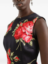 Dolce & Gabbana Roses Print Midi Dress Black