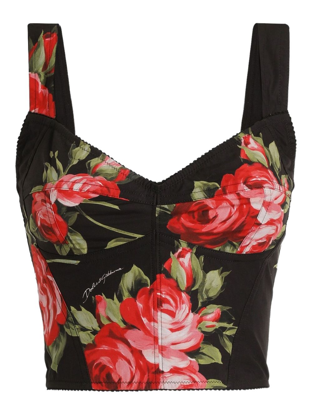 Dolce &amp; Gabbana Floral Bustier Top Black