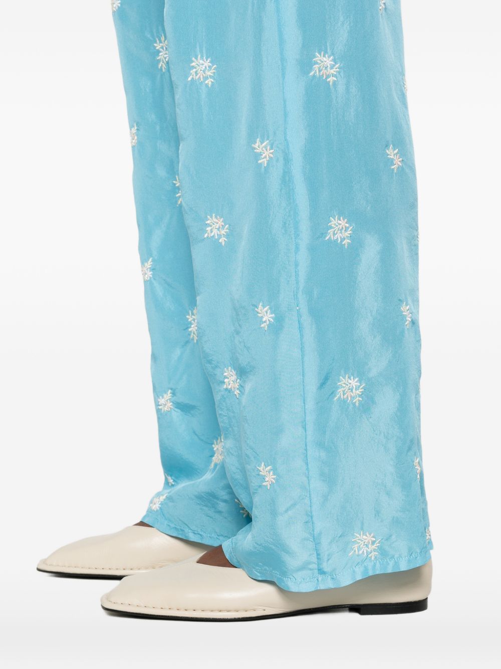 Forte Forte Embroidered silk trousers LIGHT BLUE