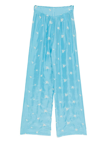 Forte Forte Embroidered silk trousers LIGHT BLUE
