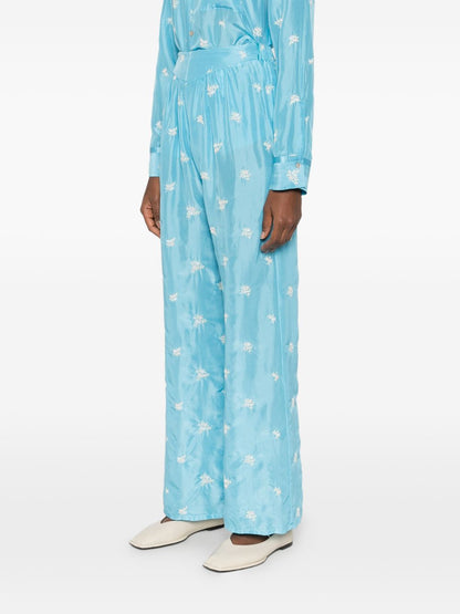 Forte Forte Embroidered silk trousers LIGHT BLUE