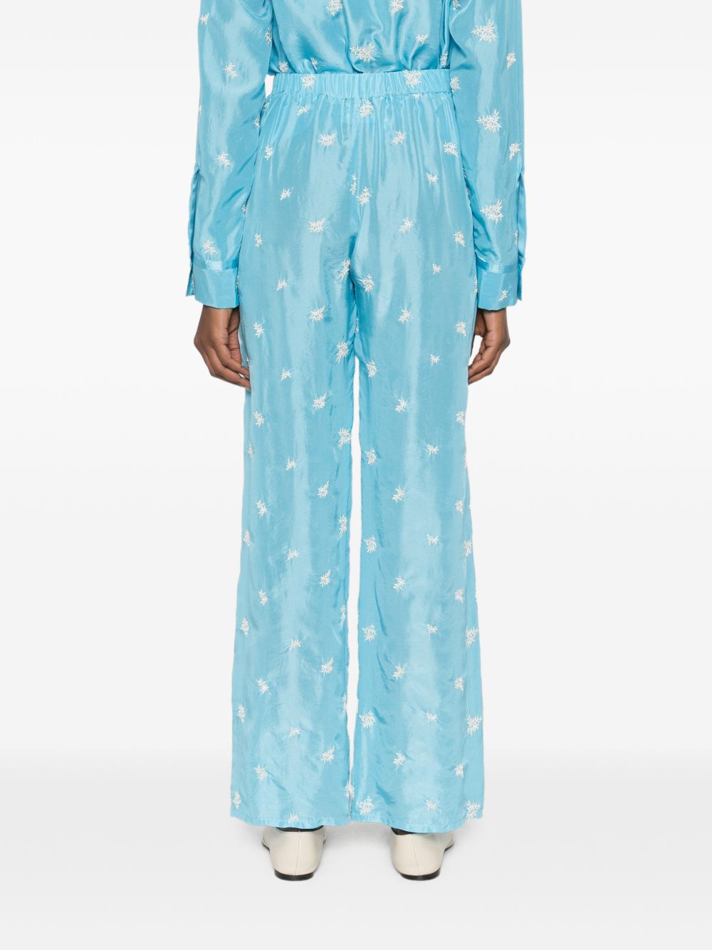 Forte Forte Embroidered silk trousers LIGHT BLUE