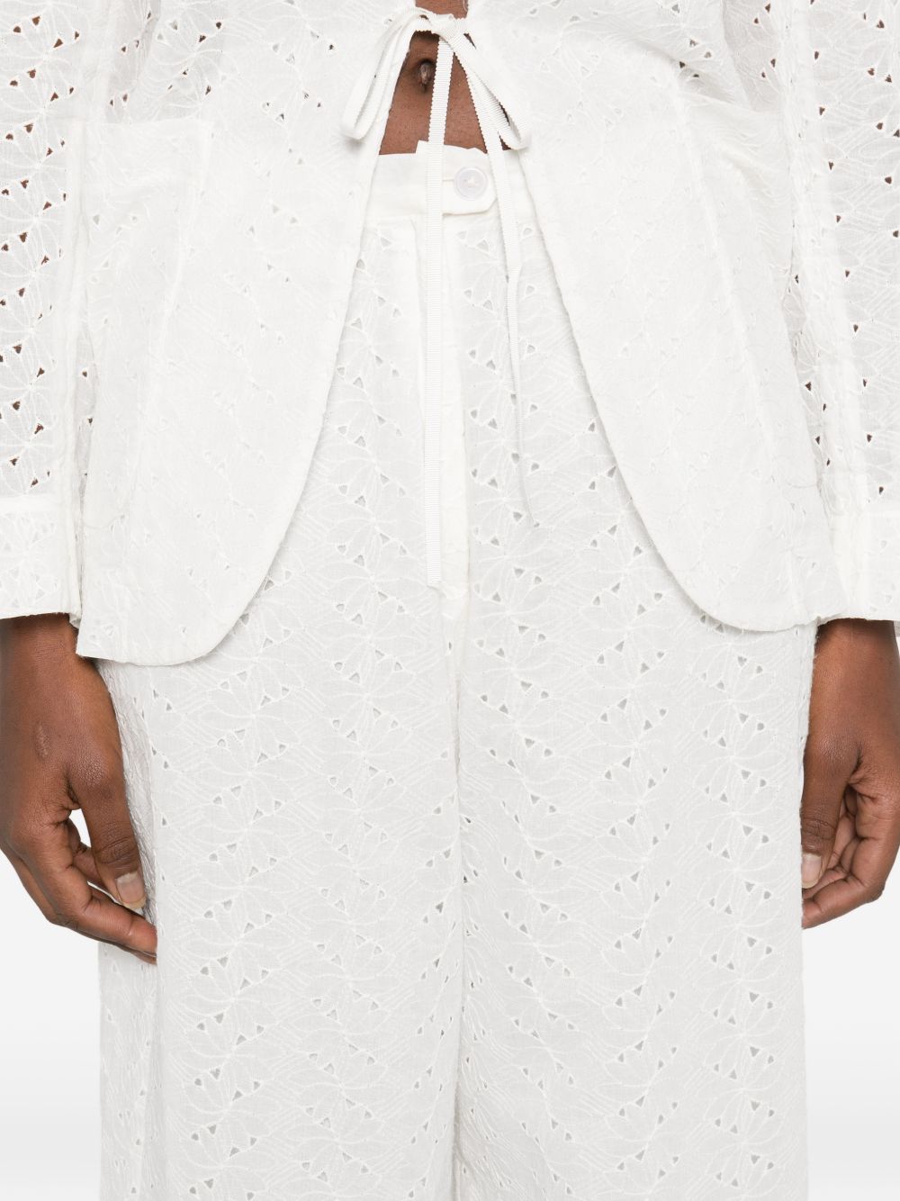 Forte Forte Embroidered cotton trousers WHITE