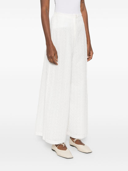 Forte Forte Embroidered cotton trousers WHITE