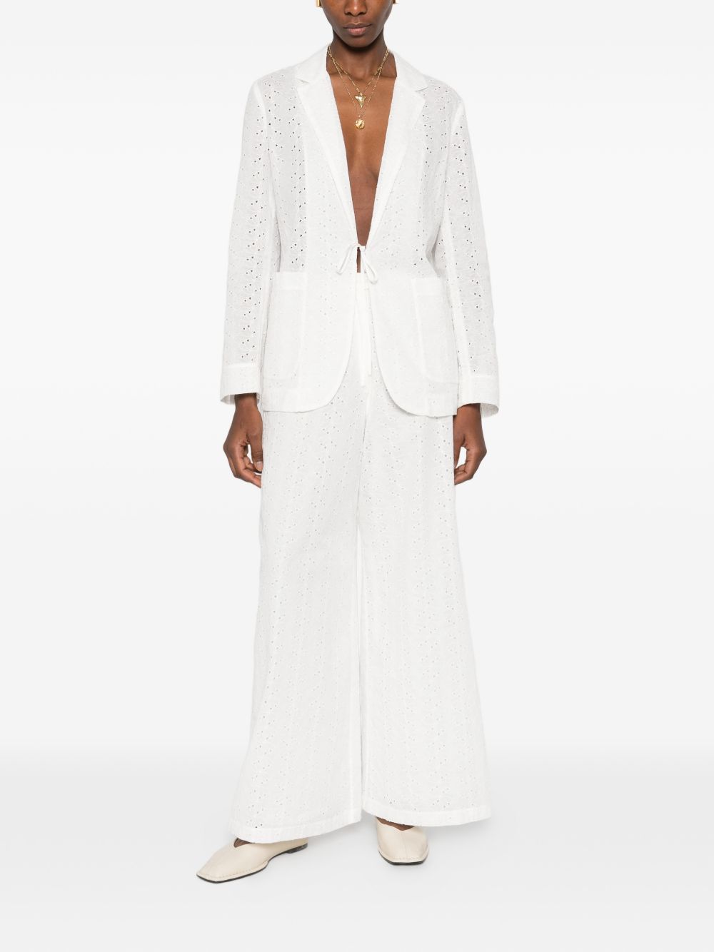 Forte Forte Embroidered cotton trousers WHITE