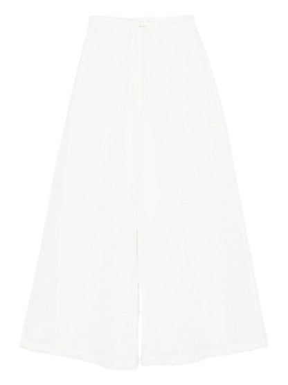 Forte Forte Embroidered cotton trousers WHITE