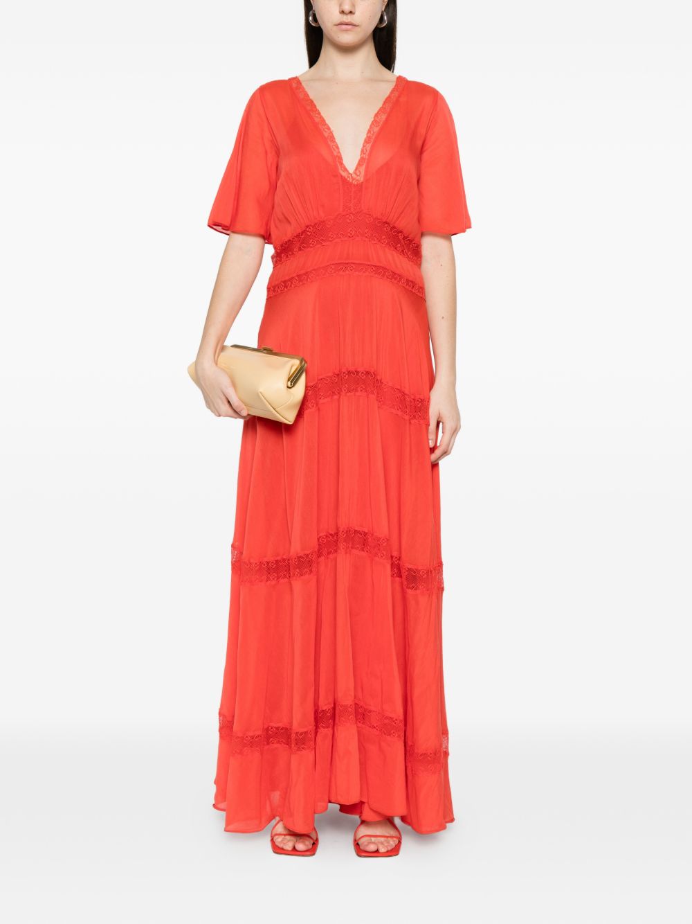 Forte Forte V-neck Cotton and silk v-necked dress RED