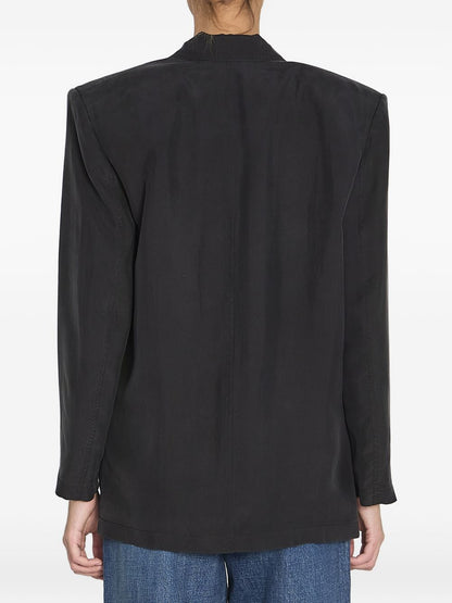 Saint Laurent Silk Formal Peaked Blazer Black black