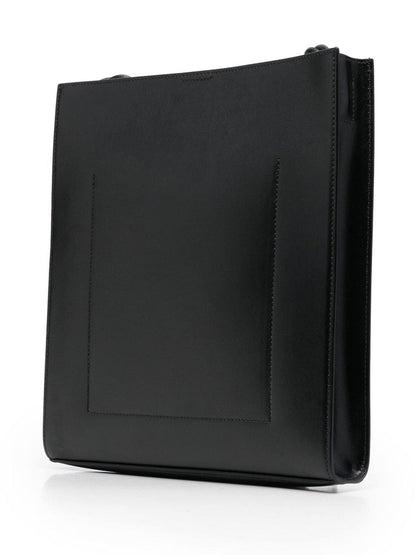 Jil Sander Medium Tangle Leather Shoulder Bag Black