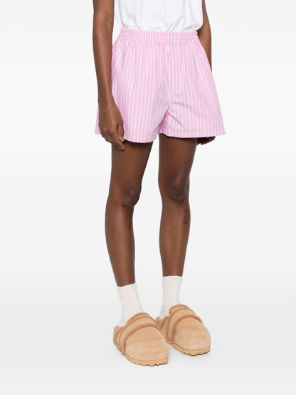 Balenciaga Striped Cotton Shorts Pink