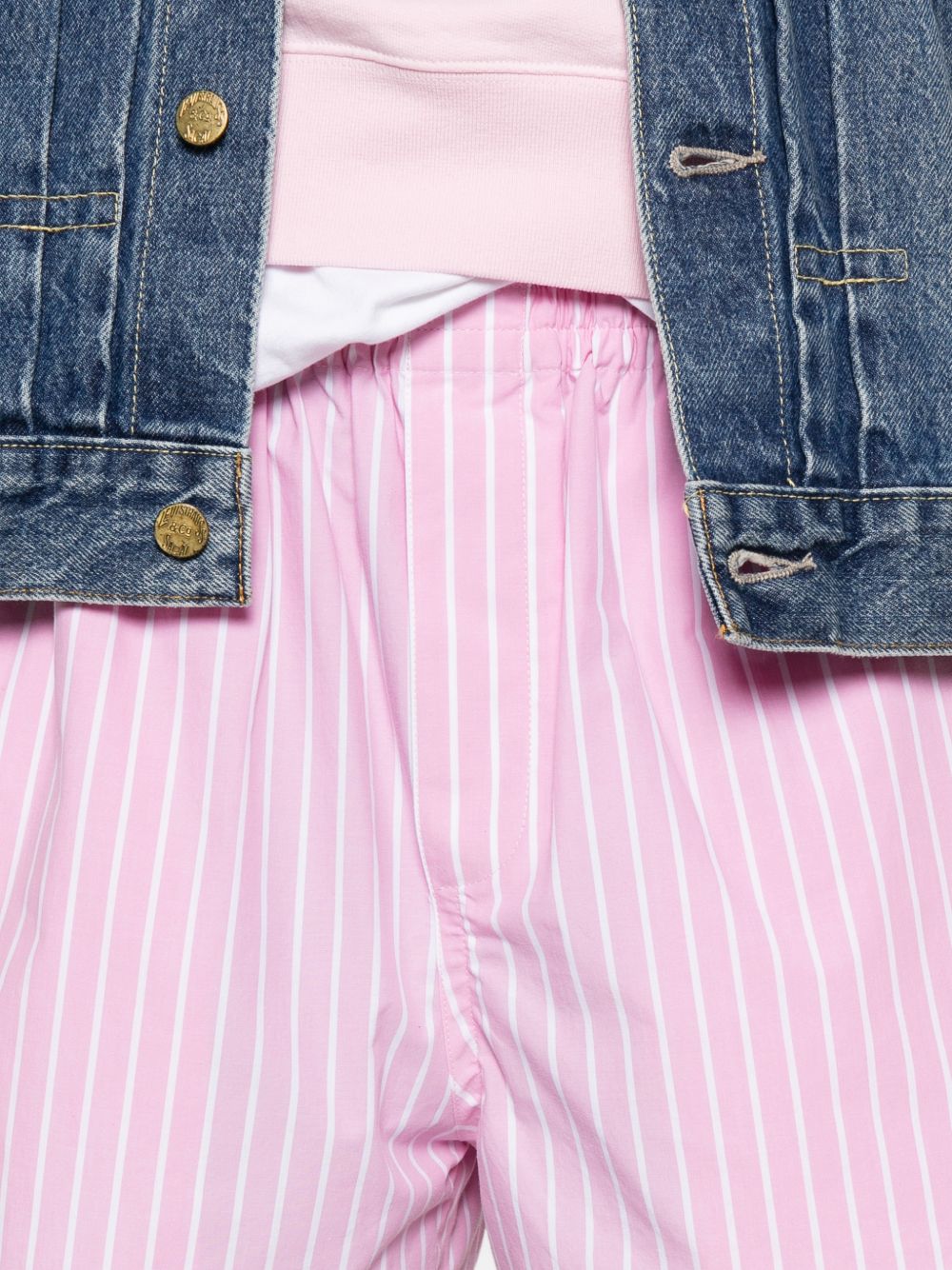 Balenciaga Striped Cotton Shorts Pink